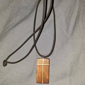 Elegant Wooden Cross Pendant Necklace